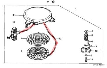 Honda BF 2 AH, BF 2 AK, BF 2 AM  Ersatzanzugsleine - 28462-ZG1-751